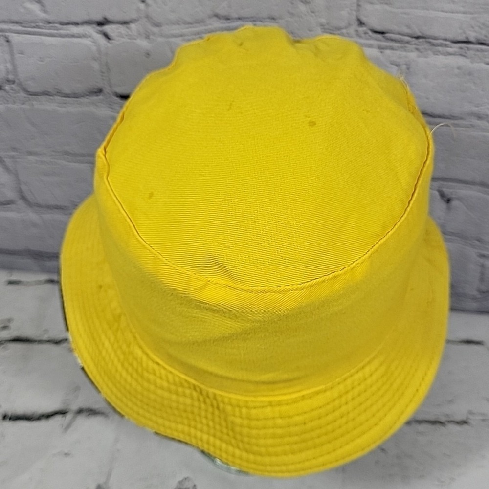Retro Y2K Bucket Hat Womens OS Black Yellow Reversible Daisy‎ Print Sun Cap - Picture 7 of 11